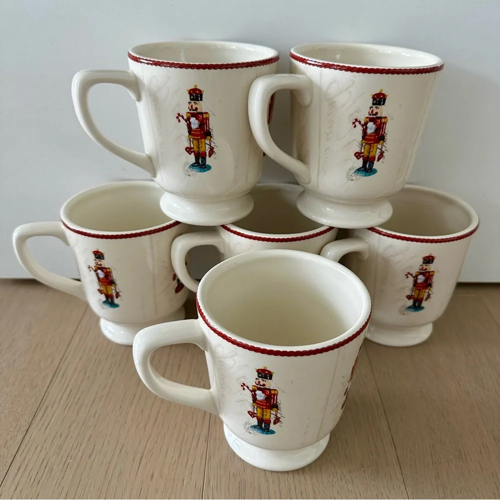 Williams Sonoma Nutcracker Christmas Holiday Festive Set of 6 Mugs - Picture 2 of 9